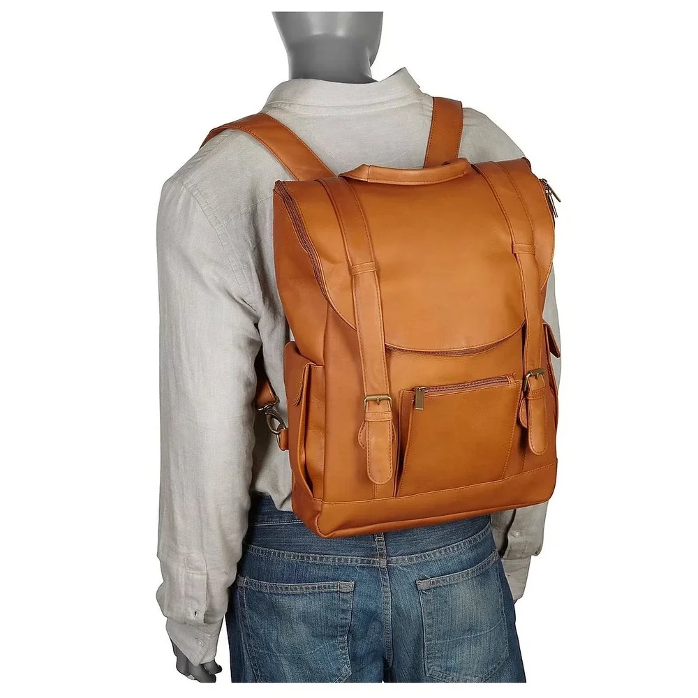 Charlie's Leather Dante XL‎ Laptop Flap Back Pack Leather Distressed Travel READ